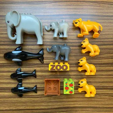 LEGO duplo 레고 듀플로 동물 모자 상어 코끼리 사자 먹이