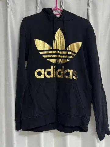 adidas 블랙 골드 후드티 M