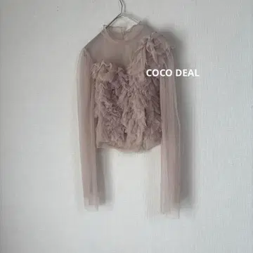COCO DEAL 코코딜 아지메 프릴 튤 블라우스 긴팔