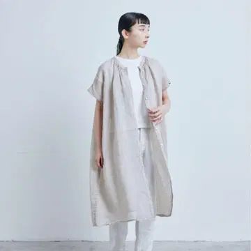 나카가와 마사시치 상점 린넨 카야 직물 겉옷 원피스 베이지