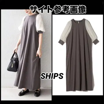 SHIPS 볼륨 슬리브 컷 원피스