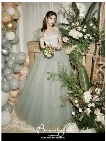 엘레강트 그린 롱 드레스