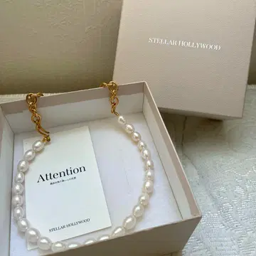 새상품 스텔라 할리우드 펄 목걸이 담수 진주 골드 초커