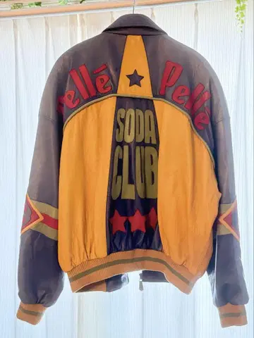 [격] pelle pelle soda club 42 가죽 바시티 자켓