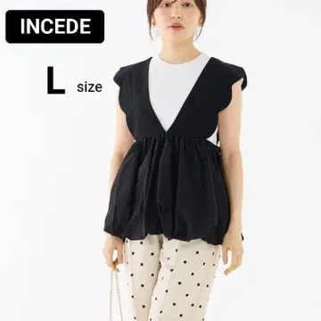 새상품 INCEDE 컷 조젯 스캘럽 베스트 벌룬 베스트 완판템