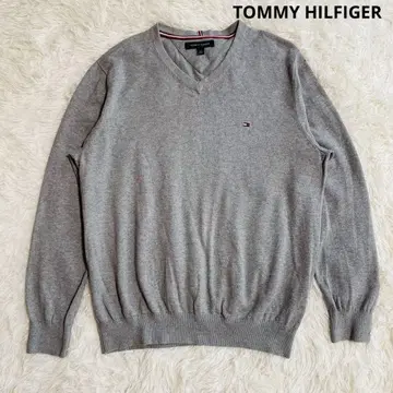TOMMY HILFIGER 그레이 V넥 스웨터 L 사이즈
