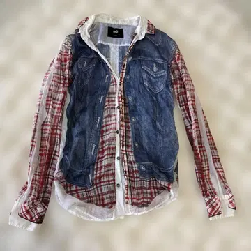 D&G 데님 체크 긴팔 셔츠 40