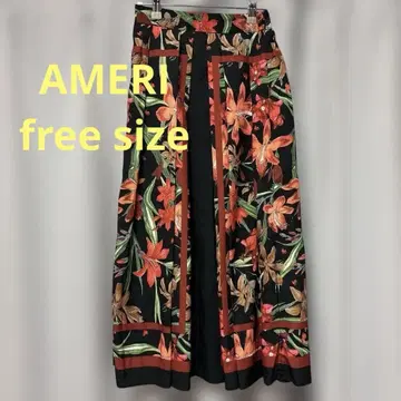 AMERI/F 사이즈/꽃무늬 플레어/롱 스커트