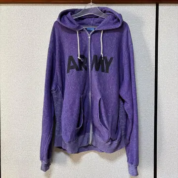 US ARMY 프린트 풀 집업 후드티 퍼플