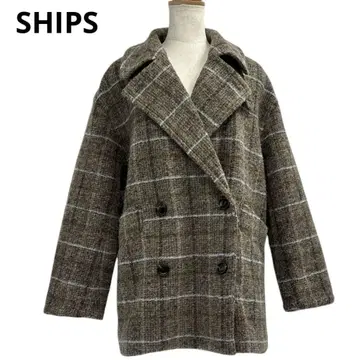 새상품급 쉽스 SHIPS 체크 울 숏코트 S 브라운 b5i004
