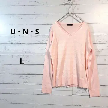 새상품급 U N S 핑크 V넥 긴팔 니트 스웨터 L 사이즈 /91