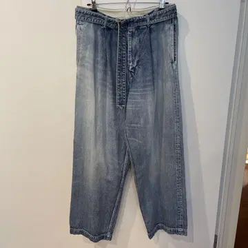 그라프 페이퍼 셀비지 데님 벨티드 팬츠 라이트 페이드 샘플품