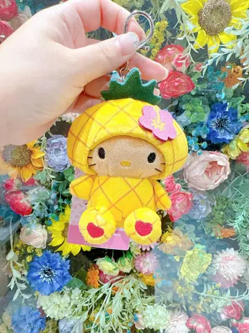헬로키티 일광화상 키티 파인애플 마스코트 키링 하와이