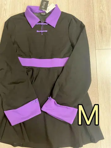 Dirallg 차이나 긴팔 미니 원피스 블랙 M