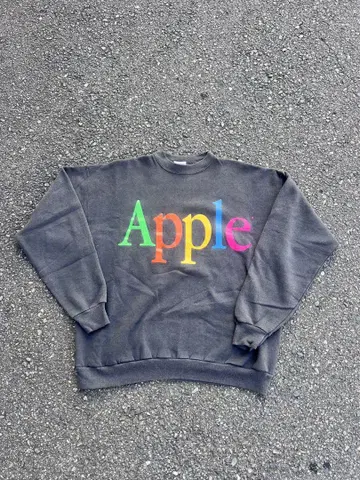 90s USA제 Apple 프린트 맨투맨 XL 블랙 헤인즈