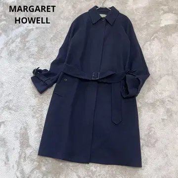 마가렛호웰 울 벨티드 스텐카라 코트 네이비