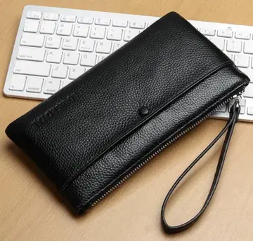 새상품 블랙 가죽 클러치백 블랙 검정 작음 23.5cm