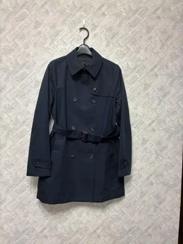 UNIQLO 네이비 더블 브레스트 트렌치코트 면.폴리에스테르 크로스 M