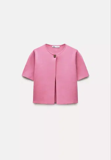 ZARA 핑크 반팔 가디건 버튼 포함