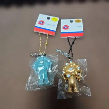 미야쿠미야쿠 파랑 스카이블루 축광 골드 컬러 아크릴 키링 2세트