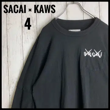 [ 인기 ] sacai x KAWS 콜라보 롱 T셔츠 자수 로고 블랙 4
