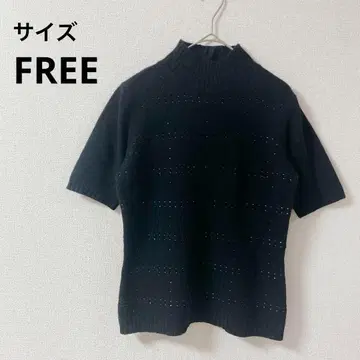 [ CASA de PICCO ] 터틀 니트 반팔 비즈 블랙 FREE