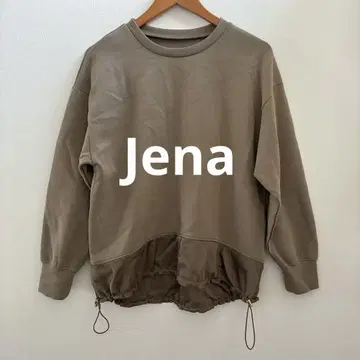 Jena 풀오버 맨투맨 절개 드로 코드 브라운 베이지