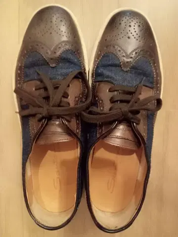 [ 새상품급 ] Santoni 데님 가죽 옥스퍼드 신발