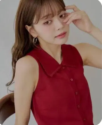 배색 스캘럽 슬리브리스 여성 니트 택 포함 새상품!