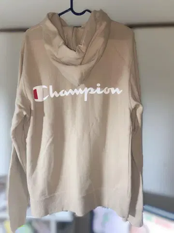 Champion 후드티 베이지 백 프린트 C8-S101R