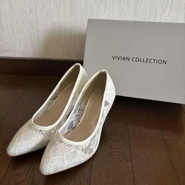 VIVIAN COLLECTION 레이스 펌프스 화이트 7cm 결혼식