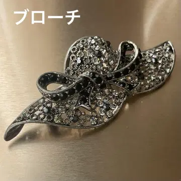 빈티지 브로치 모자 모티브 리본 실버 블랙 레트로 반짝반짝