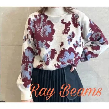 Ray Beams 스웨터 꽃무늬 화이트 퍼플