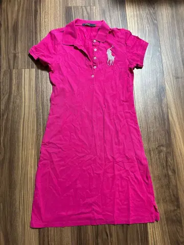 [ POLO ] 반팔 미니 원피스, 핑크
