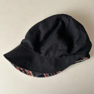 *네이비 체크 무늬 리버서블 헌팅 캡