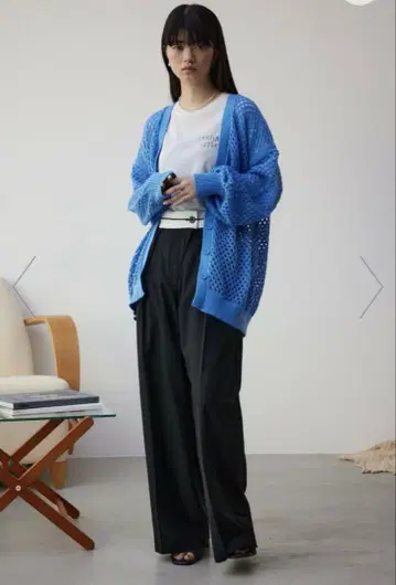 AZUL 메쉬 편직 가디건 L 라이트 블루