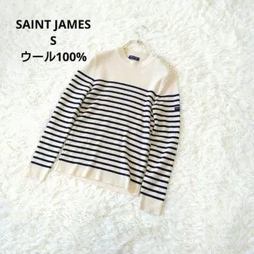 SAINT JAMES 보더 울100% 라운드넥 니트 S