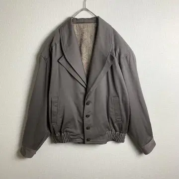 블루종 카키 숄카라 페이즐리 무늬 안감 버튼 울 구제 의류