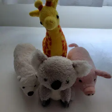 동물 봉제 인형 세트 (기린, 코알라, 돼지, 북극곰)