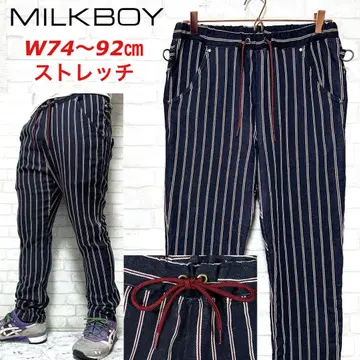 MILKBOY 스트라이프 맨투맨 데님 소프트 데님 이지 팬츠