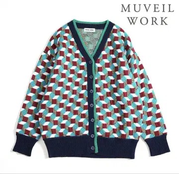MUVEIL WORK 기하학 패턴 가디건