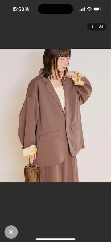 브라운 테일러드 자켓 볼륨 슬리브