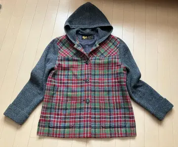 YORKLAND*레어!새상품급* 후드 부착 체크 자켓 코트