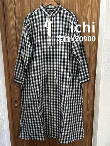 정가 20900 ichi 체크 무늬 롱 원피스 새상품