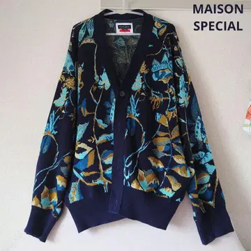 MAISON SPECIAL 오버 니트 V넥 가디건 꽃무늬