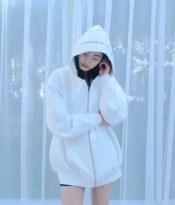 Smyeon 스미 레이스 오버사이즈 지퍼 후디 화이트