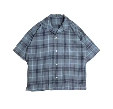 'unknown' 00's 체크 레이온 반팔 셔츠