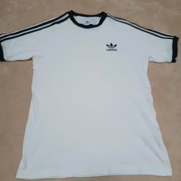 adidas T셔츠 트레포일 로고 쓰리 스트라이프 L