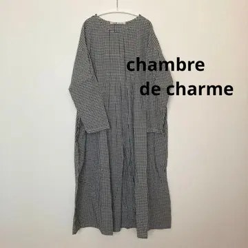 chambre 체크 무늬 롱 셔츠 원피스