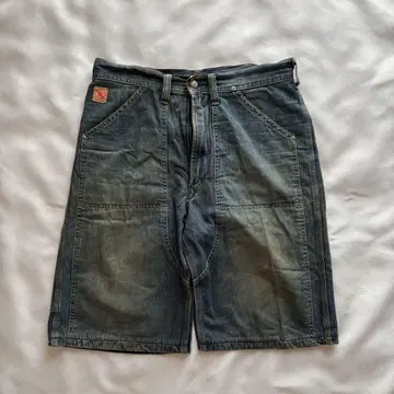빈티지 아메카지 데님 숏팬츠 프론트 버튼 포함
